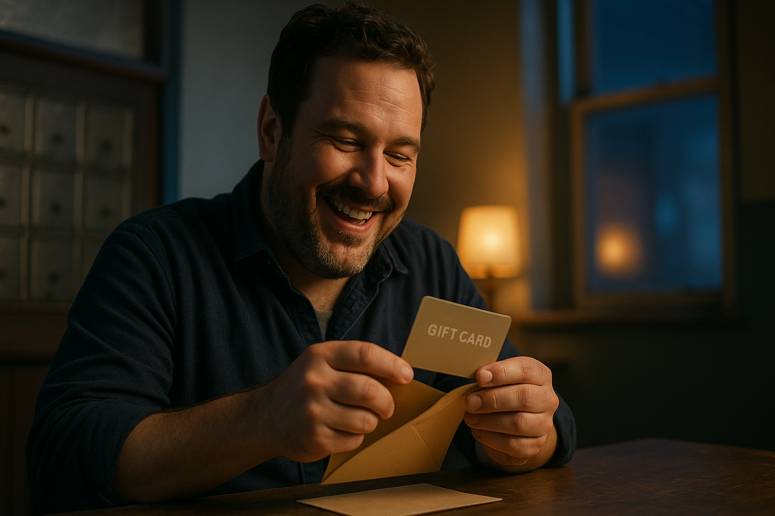 A person smiles after receiving a gift card. Instant digital gift card rewards can drive high-value user actions and increase customer loyalty.
